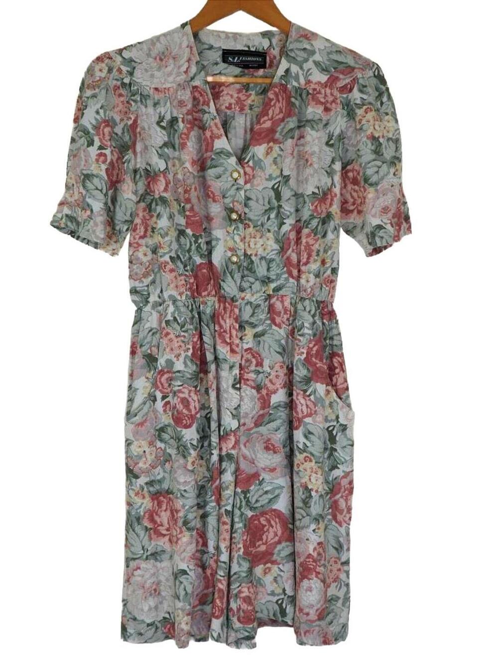 Vintage 90s Grunge Floral Romper Puff Sleeve Cottagecore Prairie Playsuit S/M